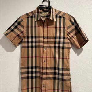 Burberry Men's Beige and Black Checkered Shirt